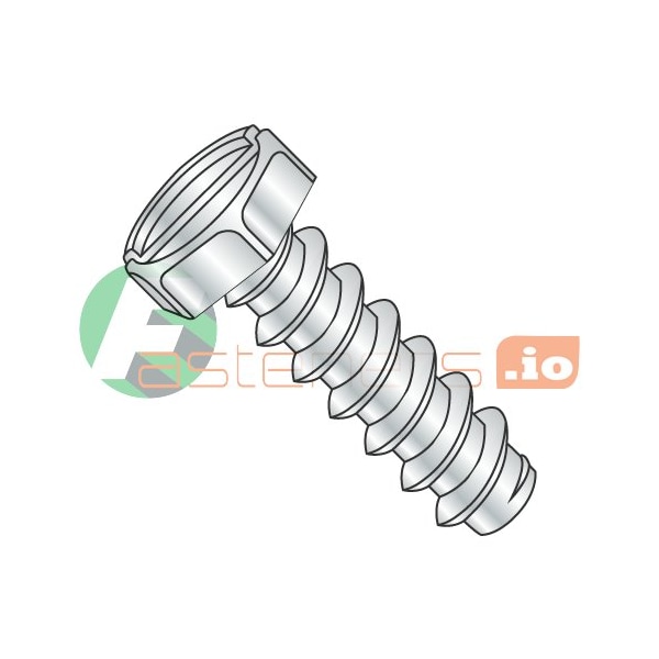 Newport Fasteners Thread Cutting Screw, #6 x 1/4 in, Zinc Plated Steel Hex Head Slotted Drive, 10000 PK 380755 - main